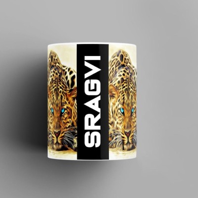 Beautum Name Printed Sragvi Cheetah Design White Ceramic (350) ml. Model No:BMNAT020900 Ceramic Coffee Mug(350 ml)