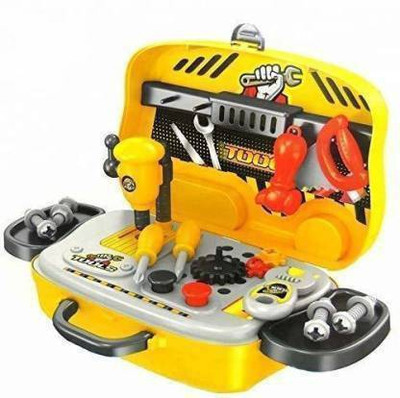 Comind Happy Craftsman Tool Set , Pretend Play Set Kit with Wheel, Little Engineer Pretend Toolbox Construction Tools, Role Play Engineer Workshop Tool Kit