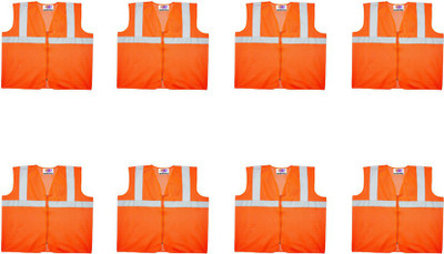 Nibiru Reflective High Visibility Polyester Safety Jacket with,2 inch reflective tape ( PACK OF 8 ) Safety Jacket(ORANGE)