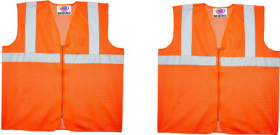 Nibiru Reflective High Visibility Polyester Safety Jacket with,2 inch reflective tape ( PACK OF 2) Safety Jacket(ORANGE)