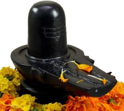 Shiv Hand Crafted Medium Black Marble a Lingam Ling Idol Murti Made from Black Natural Marble Stone Decorative Showpiece  -  5 cm(Marble, Black)