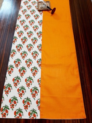 Soulfully Indian White, Orange 198 cm Table Runner(Cotton)