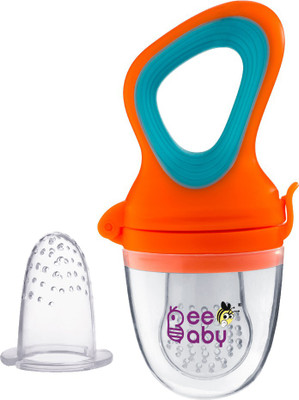 Beebaby Fresh Food & Fruit Silicone Nibbler with Extra Silicone Mesh (Orange) Teether and Feeder(Orange)