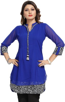 Meher Impex Casual 3/4 Sleeve Printed Women Blue Top