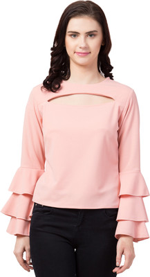 Muskan Enterprises Casual Full Sleeve Solid Women Pink Top
