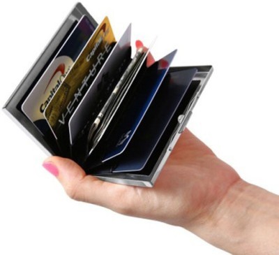 Empreus Stainless Steel Black 6 Card Holder(Set of 1, Black)