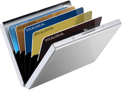 StealODeal Silver Trendy Waterproof Metal Atm 6 Card Holder(Set of 1, Silver)