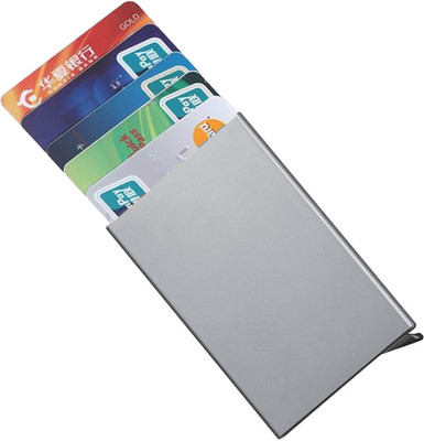 StealODeal Silver Automatic Pop-Up RFID Protection Cards Case 8 Card Holder(Set of 1, Silver)