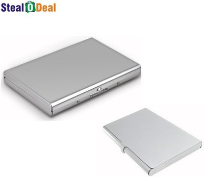 StealODeal Waterproof Business ID Atm Case With Steel 6 Card Holder(Set of 2, Silver)