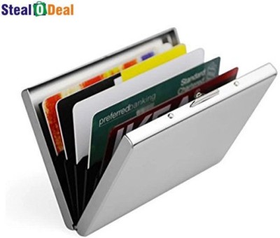 StealODeal Stainless Steel Front Pocket Business Credit Debit 6 Card Holder(Set of 1, Silver)