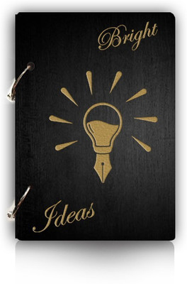 DI-KRAFT Wooden cover Handmade and ring lock pattern Diary A5 Diary Unruled 160 Pages(Black)