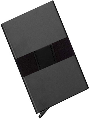StealODeal Black Exclusive RFID Blocking Automatic Pop-Up Money Holding Rubber Band Aluminum Metal Front Pocket Case 6 Card Holder(Set of 1, Black)