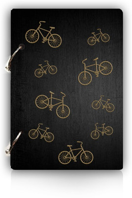 DI-KRAFT Wooden cover Handmade and ring lock pattern Diary A5 Diary Unruled 160 Pages(Black)