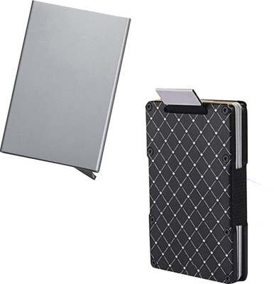 StealODeal Slim Minimalist Money Holding RFID Front Pocket Smart Cases for Men and Women Aluminium Alloy Credit Case With Silver Aluminium 15 Card Holder(Set of 2, Silver, Black) StealODeal Slim Minimalist Money Holding RFID Front Pocket Smart Cases for Men and Women Aluminium Alloy Credit Case With Silver Aluminium 15 Card Holder(Set of 2, Silver, Black)