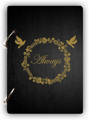 DI-KRAFT Wooden cover Handmade and ring lock pattern Diary A5 Diary Unruled 160 Pages(Black)
