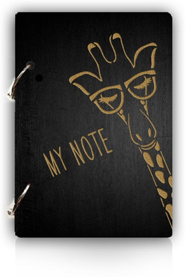 DI-KRAFT Wooden cover Handmade and ring lock pattern Diary A5 Diary Unruled 160 Pages(Black)