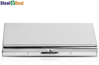 StealODeal Aluminum Silver Pocket Business Atm Case Metal Box 6 Card Holder(Set of 1, Silver)