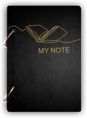 DI-KRAFT Wooden cover Handmade and ring lock pattern Diary A5 Diary Unruled 160 Pages(Black)