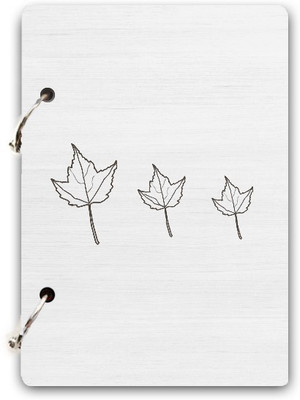 DI-KRAFT Wooden cover Handmade and ring lock pattern Diary A5 Diary Unruled 160 Pages(White)