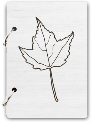 DI-KRAFT Wooden cover Handmade and ring lock pattern Diary A5 Diary Unruled 160 Pages(White)