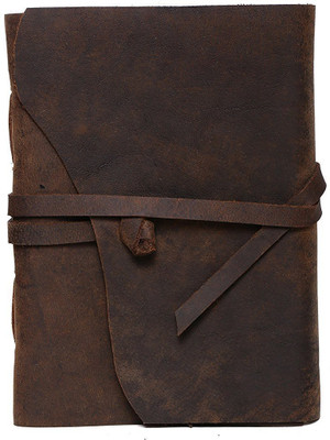 DI-KRAFT Handmade Classic Design Leather A5 Diary Unruled 200 Pages(Brown)