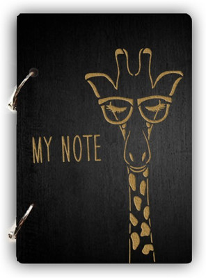 DI-KRAFT Wooden cover Handmade and ring lock pattern Diary A5 Diary Unruled 160 Pages(Black)