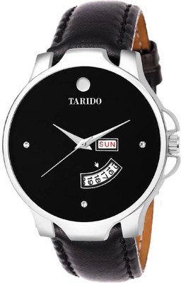 Tarido New Generation Black dial Black Synthetic Leather Strap Day & Date Working Wrist Analog Watch  - For Men