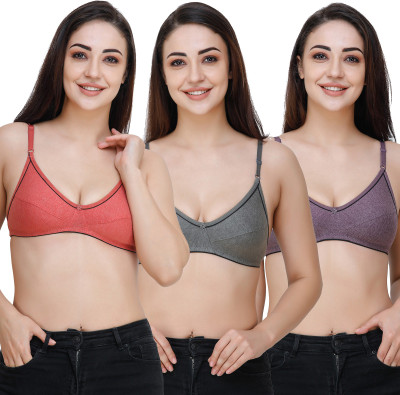 Docare Women Full Coverage Non Padded Bra(Red, Green, Purple)
