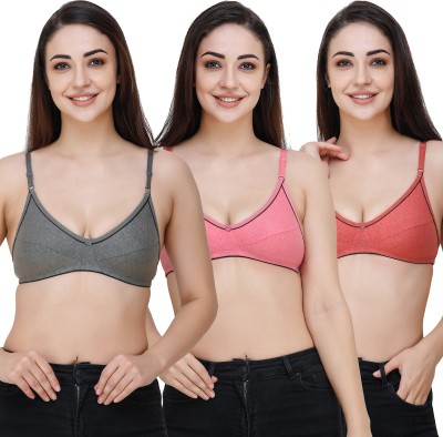 Docare Women Full Coverage Non Padded Bra(Green, Pink, Red)