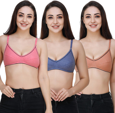 Docare Women Full Coverage Non Padded Bra(Pink, Blue, Brown)
