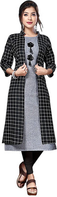 GOMOSWA INTERNATIONAL Women Self Design A-line Kurta(Grey)