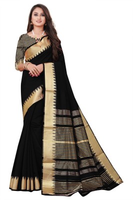 Swassy Fab Self Design, Woven, Solid/Plain Banarasi Jacquard, Cotton Silk Saree(Black)