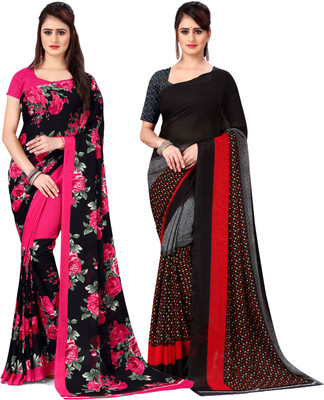 ANAND Printed, Floral Print Daily Wear Georgette Saree(Pack of 2, Multicolor)