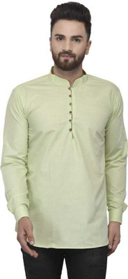 SAIFOO Men Solid Straight Kurta(Light Green)