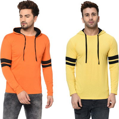 Jaskart Solid Men Hooded Neck Multicolor T-Shirt