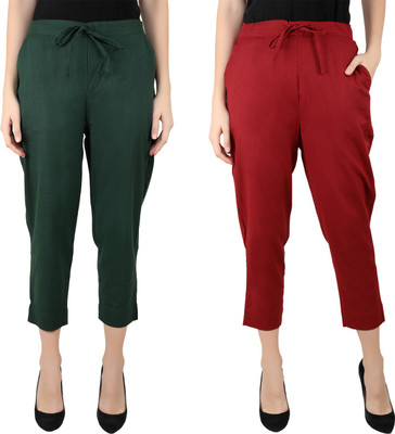 FLYJAG Regular Fit Women Green, Maroon Trousers