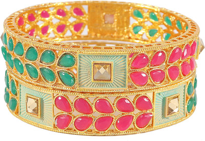 Zulka Get Your Traditions Metal Bangle Set(Pack of 2)