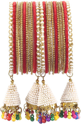 Zulka Get Your Traditions Metal Zircon Bangle Set(Pack of 22)
