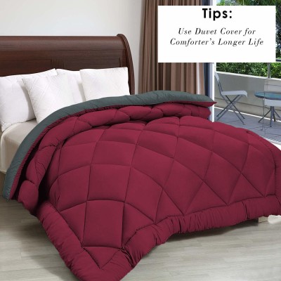 Relaxfeel Solid Double Duvet for  Heavy Winter(Polyester, maroon & dark Grey)
