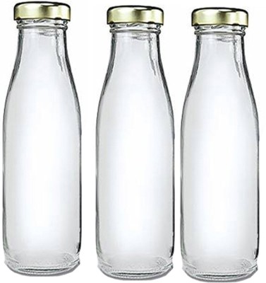 AFAST Water/ Milk Bottle With Lid, Set Of 3, 1000 ml -RT98 1000 ml Bottle(Pack of 3, Clear, White, Glass)