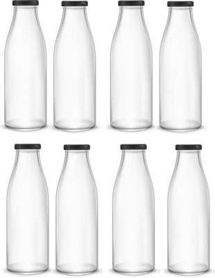 AFAST Water/ Milk Bottle With Lid, Set Of 8, 300 ml -RT19 300 ml Bottle(Pack of 8, Clear, White, Glass)