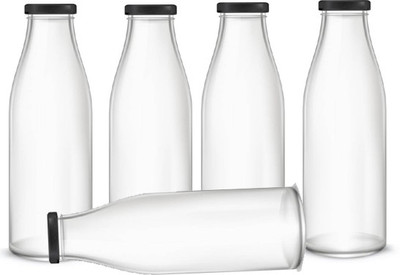 AFAST 300 ml Glass Bottle(Pack of 5, Clear, White)