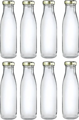 AFAST Water/ Milk Bottle With Lid, Set Of 8, 500 ml -RT91 500 ml Bottle(Pack of 8, Clear, White, Glass)