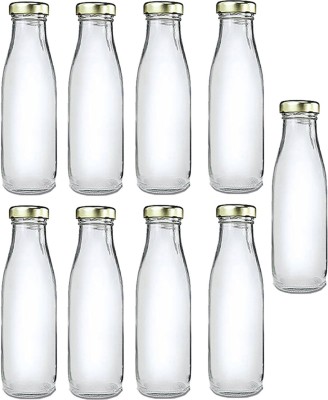 AFAST Water/ Milk Bottle With Lid, Set Of 9, 1000 ml -RT104 1000 ml Bottle(Pack of 9, Clear, White, Glass)