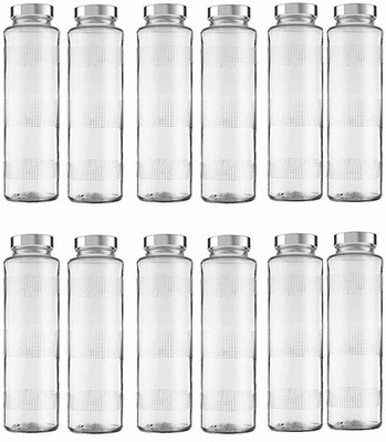 AFAST 750 ml Glass Bottle(Pack of 12, Clear, Silver)