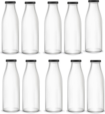 AFAST 300 ml Glass Bottle(Pack of 10, Clear, White)
