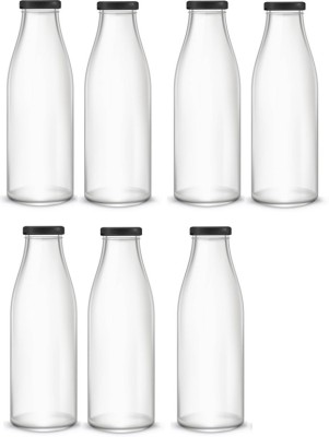 AFAST Water/ Milk Bottle With Lid, Set Of 7, 300 ml -RT18 300 ml Bottle(Pack of 7, Clear, White, Glass)