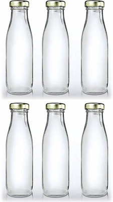 AFAST 1000 ml Glass Bottle(Pack of 6, Clear, White)