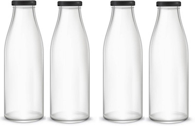 AFAST 1000 ml Glass Bottle(Pack of 4, Clear, White)