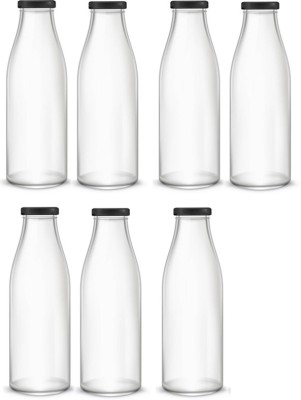 AFAST Water/ Milk Bottle With Lid, Set Of 7, 500 ml -RT30 500 ml Bottle(Pack of 7, Clear, Glass)